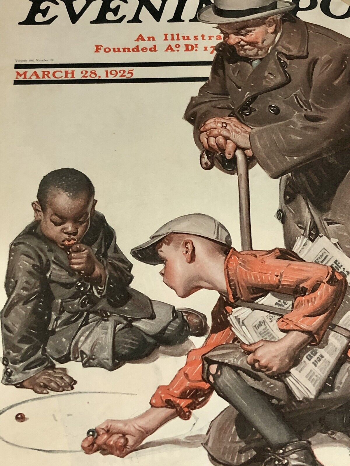 1925 Saturday Evening Post Marbles Game J C Leyendecker Art Front Cover Only