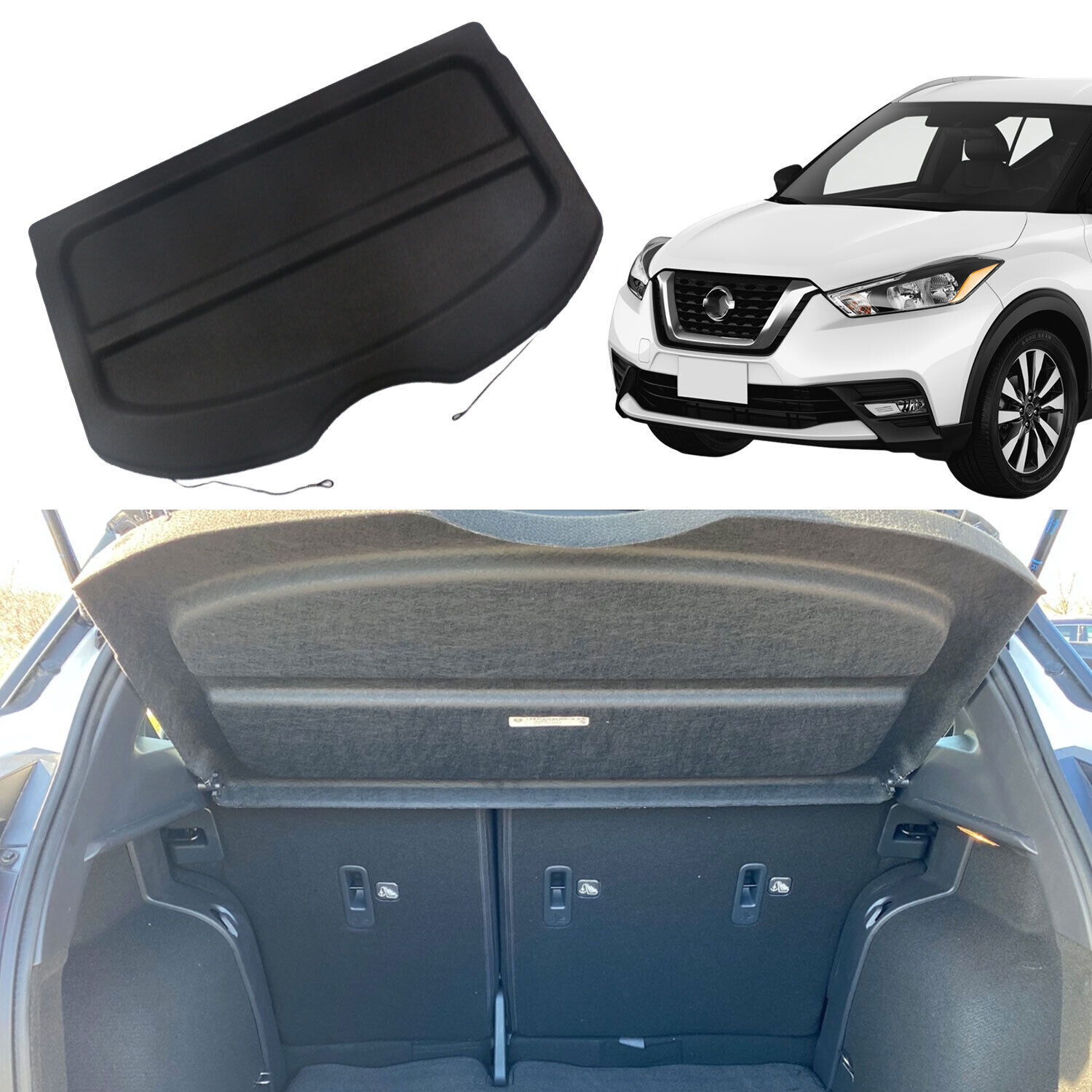 Cargo Cover For Nissan Kicks 2018-2024 Accessories Rear Trunk Security Shade