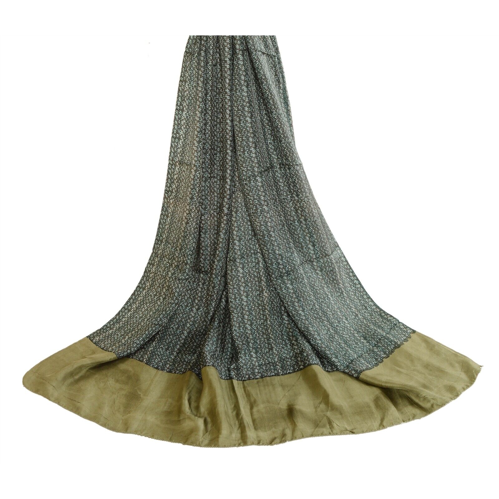 Sanskriti Vintage Dupatta Long Stole Pure Silk Black Hiab Printed Soft Scarves