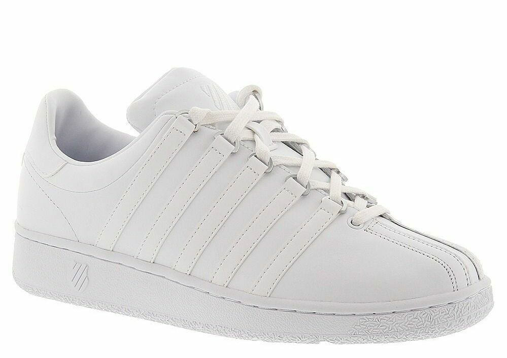 Men K-Swiss Classic VN Leather 03343-101 White White 100% Authentic Brand New