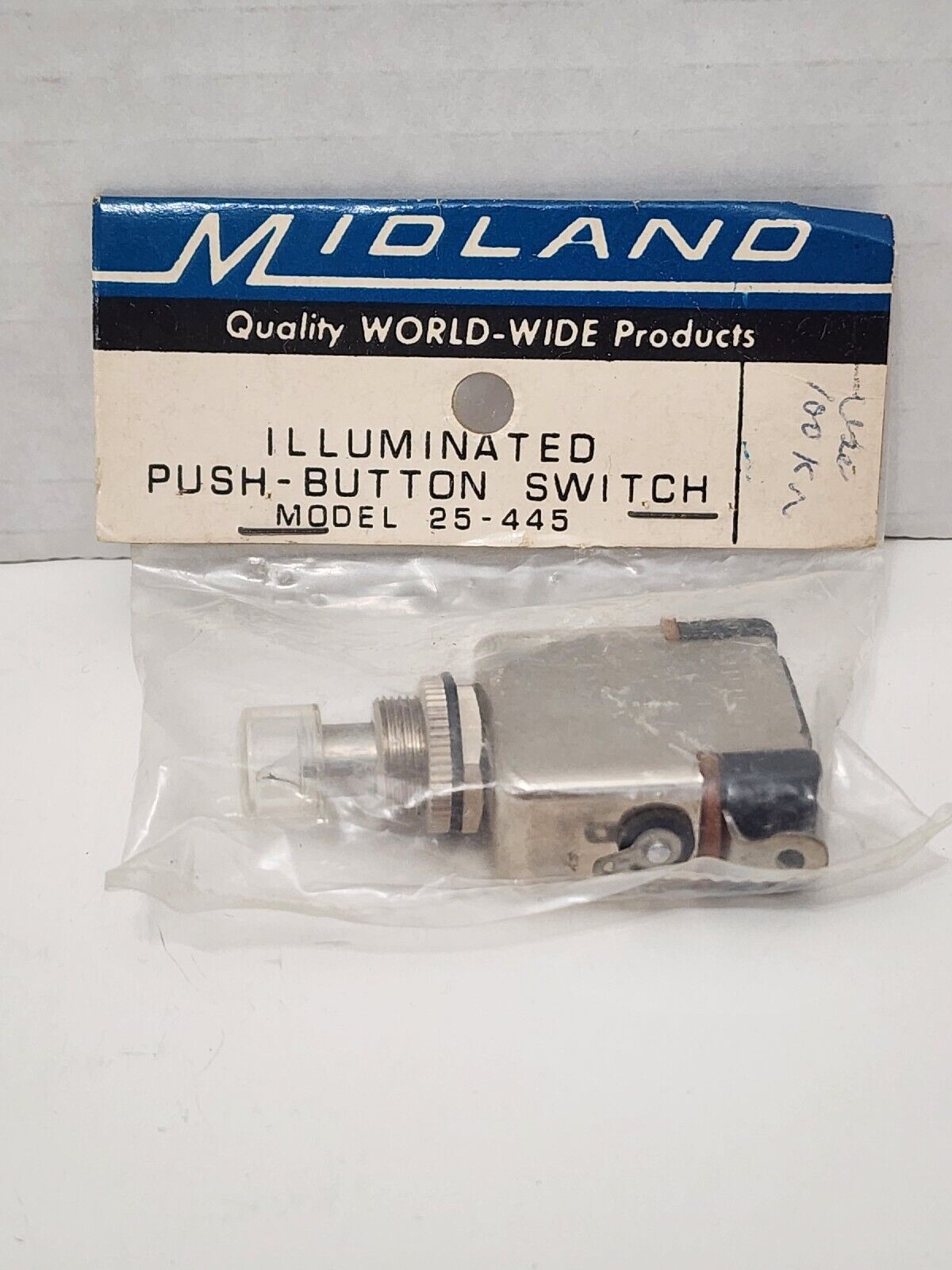 HARD TO FIND Vintage MIDLAND ILLUMINATED PUSH BUTTON SWITCH MODEL 25-445..GBIN