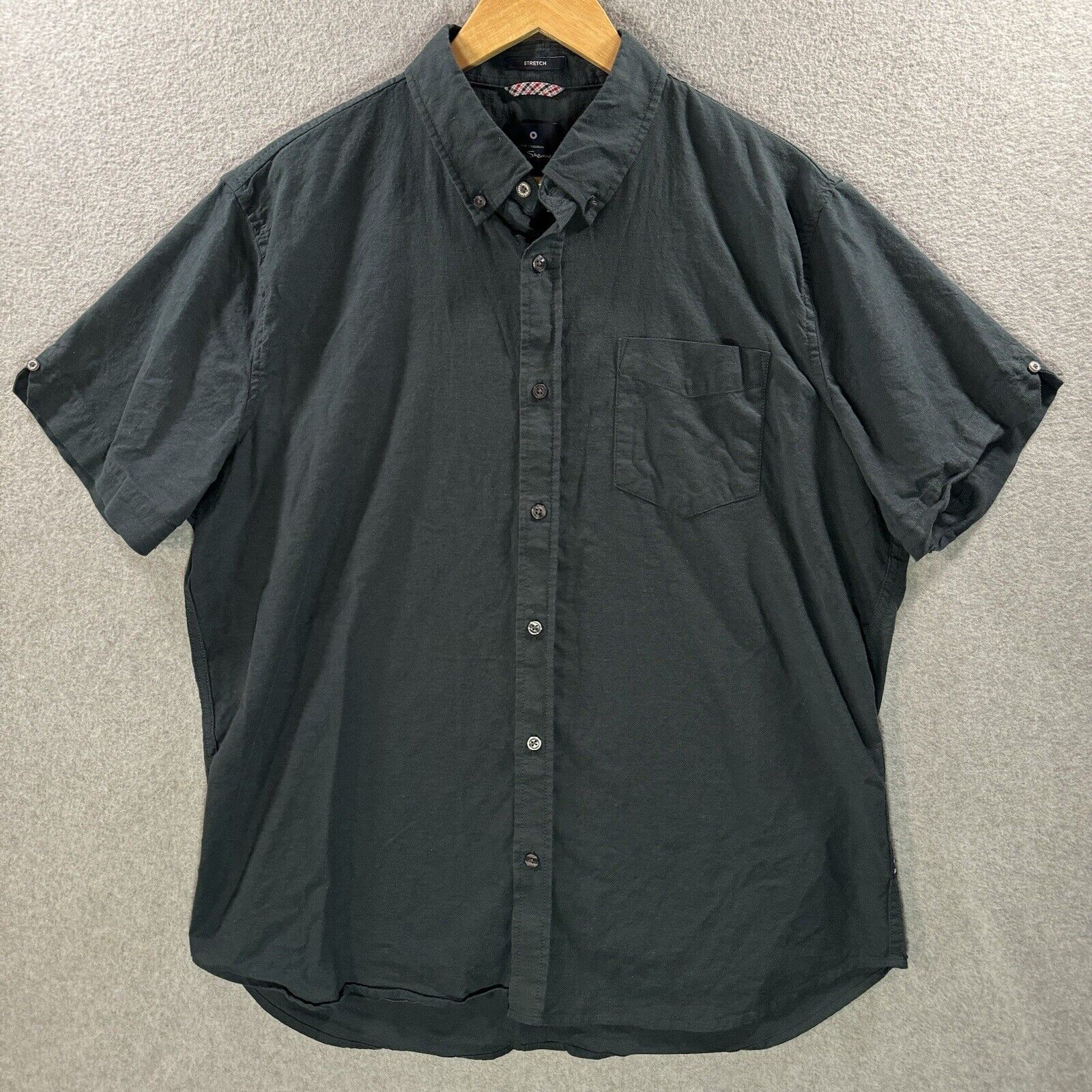 Ben Sherman Men\'s size XL Oxford Shirt Short Sleeve Regular Fit Dark Green Solid