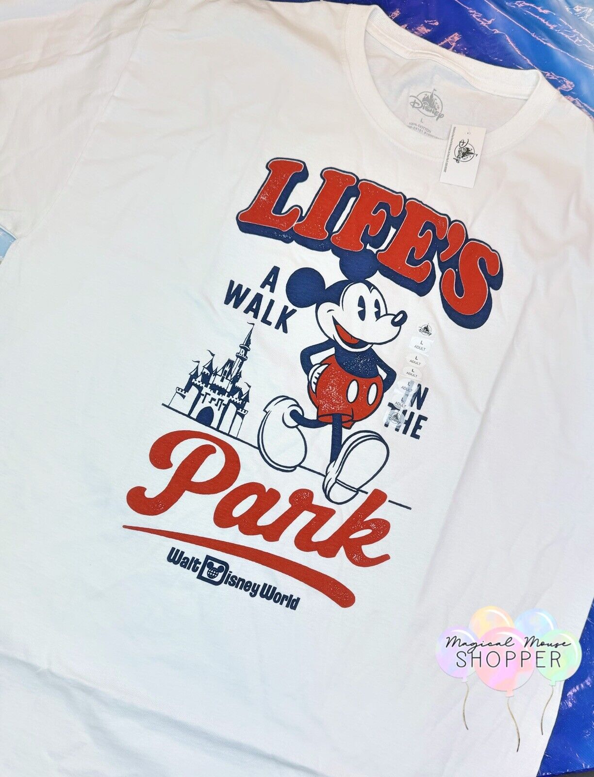 Disney Parks 2024 Mickey life\'s a walk in the park adult t-shirt size Large