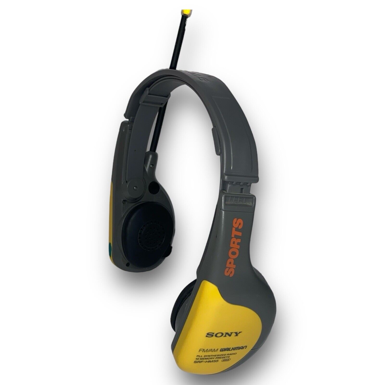 Sony Walkman Sports SRF-HM55 AM/FM Radio Yellow Headset Works Vintage Circa 1992