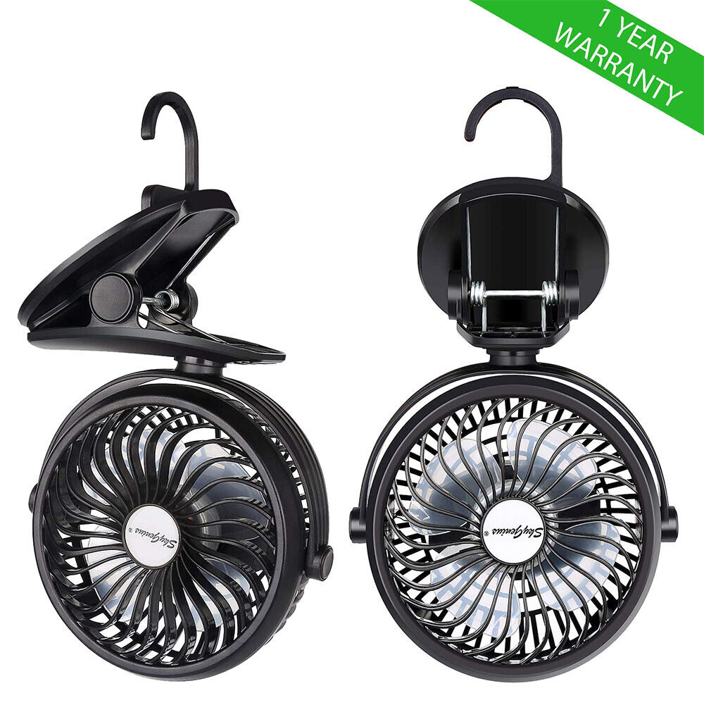 SkyGenius Battery Operated Camping Fan Portable Hanging Hook Mini USB Clip Fans