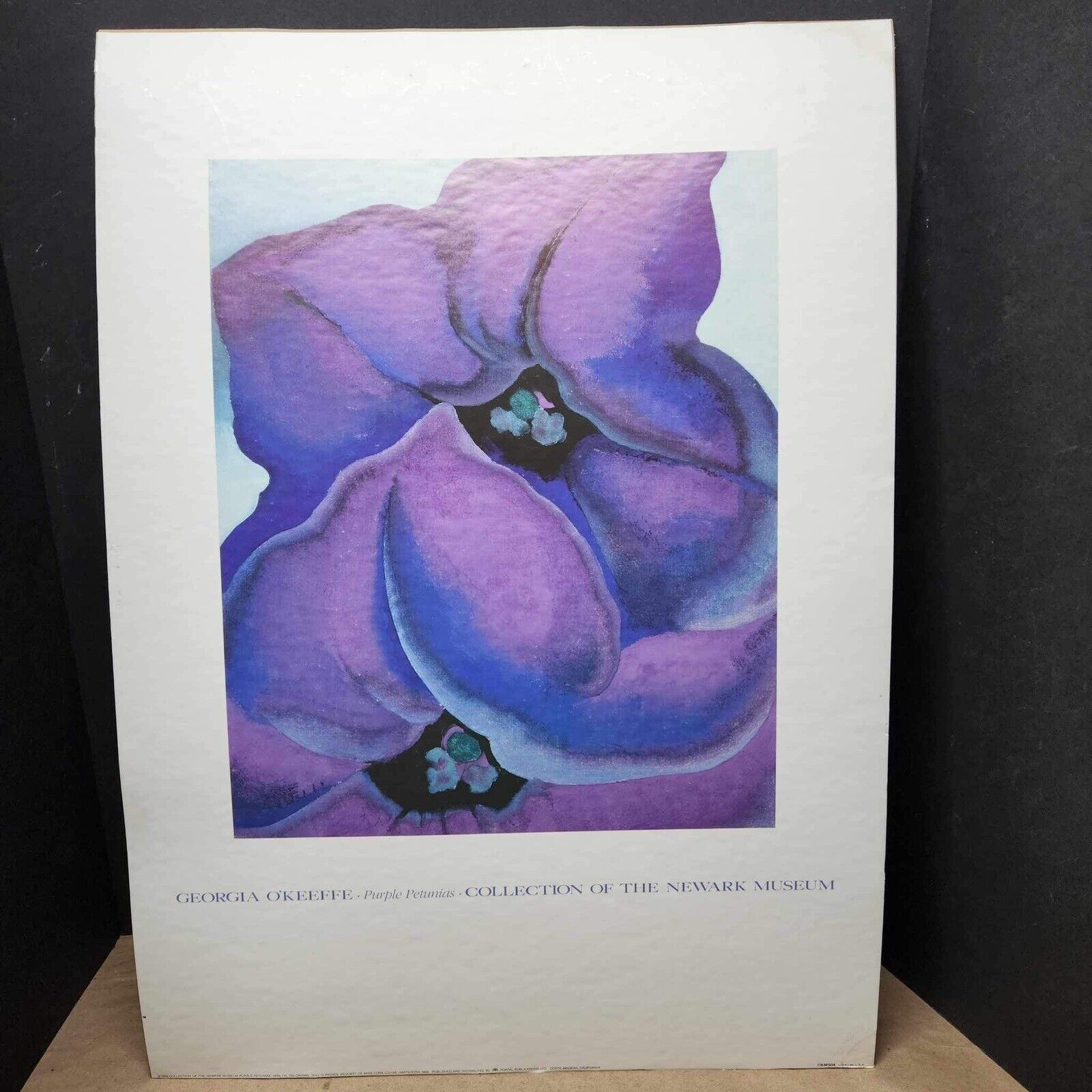 Vintage 1989 Georgia O\'Keefe - Newark Museum Purple Petunias Poster Print 28x20