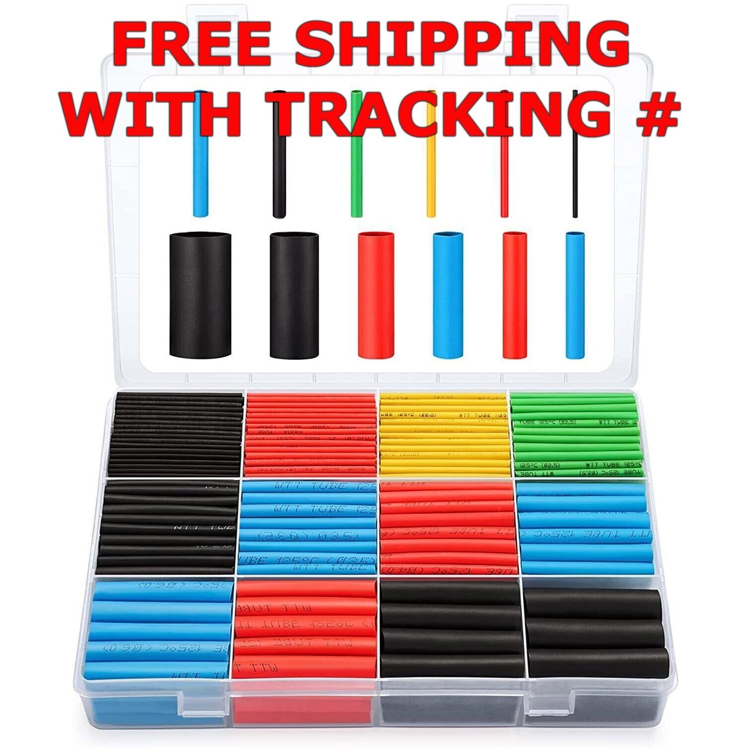 560Pcs Heat Shrink Tubing Insulation Shrinkable Tube 2:1 Wire Cable Sleeve & Box