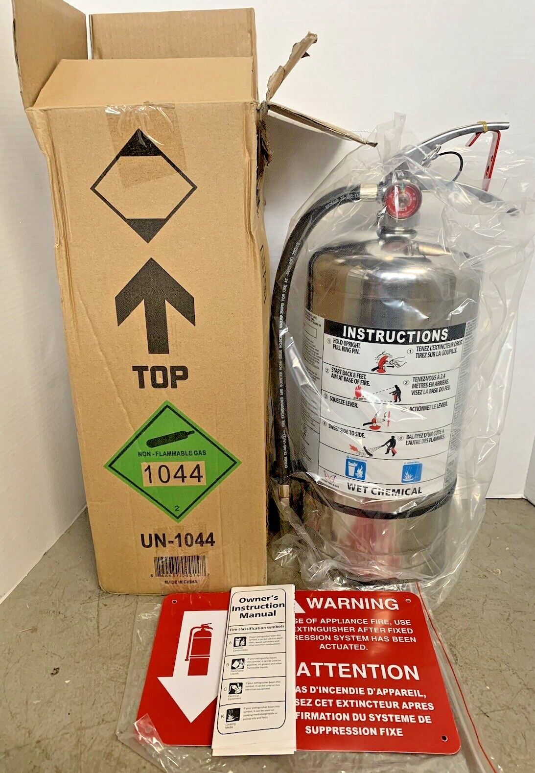Victory Class K Fire Extinguisher 6L w/ Certification Tag & Signage NOS