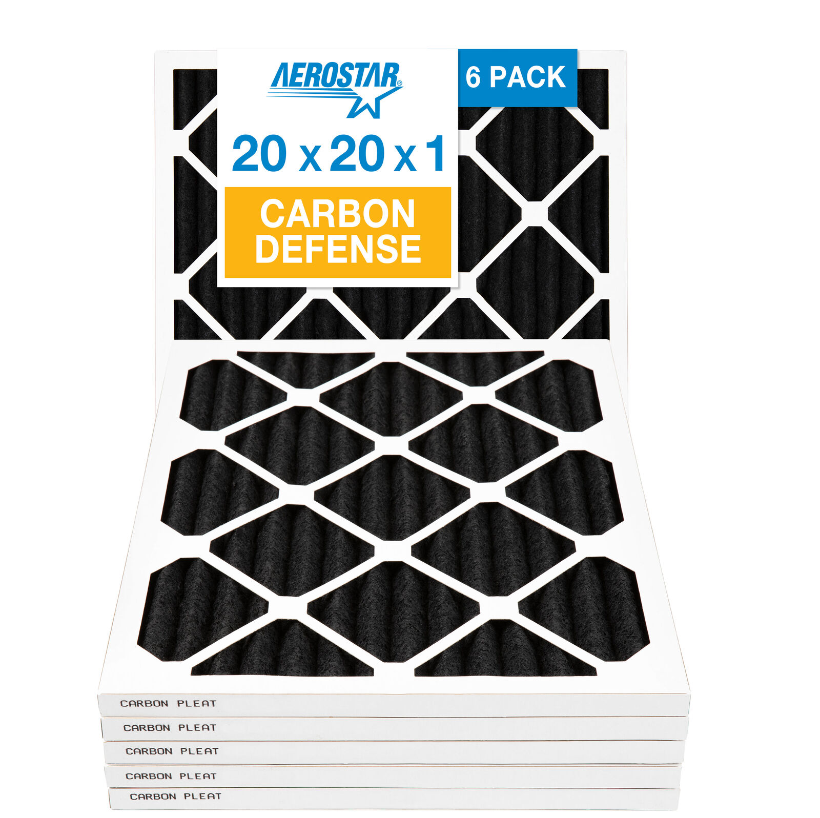 20x20x1 AC and Furnace Air Filter by Aerostar - MERV 7 Odor, Box of 6