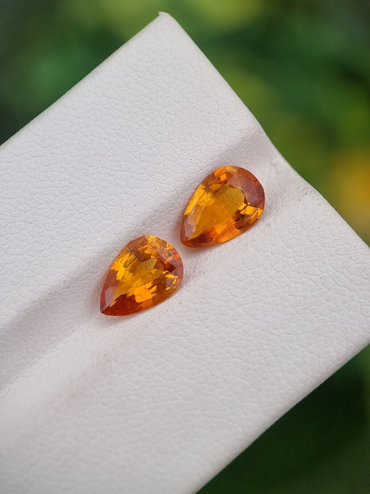 Clinohumite Gemstone Matching Pair Natural Pear Shape Orange Color Tajikistan