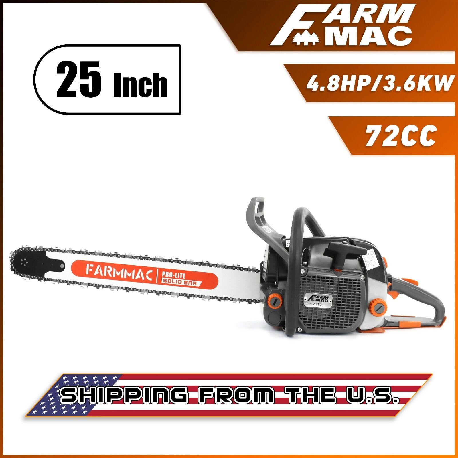 72cc Pro Gas Power Chainsaw with 25\'\' Guide Bar Chain Compatible with 038 MS380
