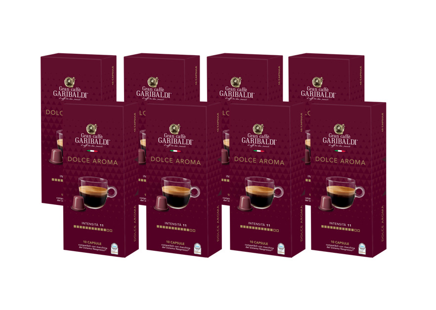 Coffee Gran Caffe Garibaldi For Nespresso Compatible Capsules 8 Boxes 80 Pods