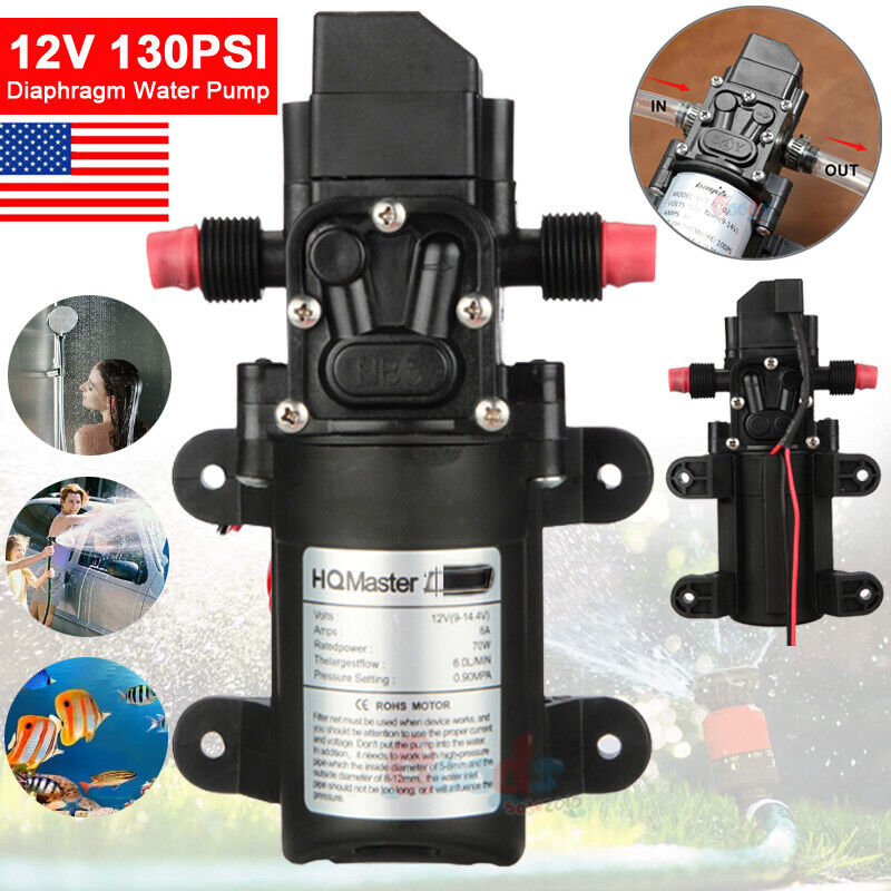 130PSI Water Pump Self Priming Diaphragm High Pressure RV Automatic Switch DC12V