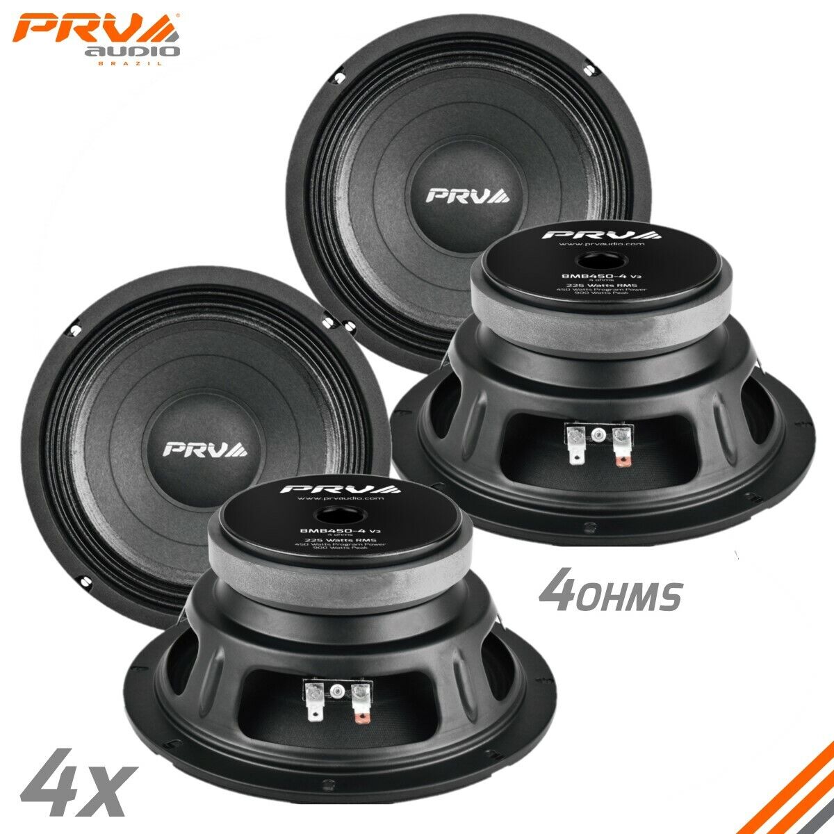 4x PRV Audio 8MB450-4 v2 Midbass Car Audio 8\