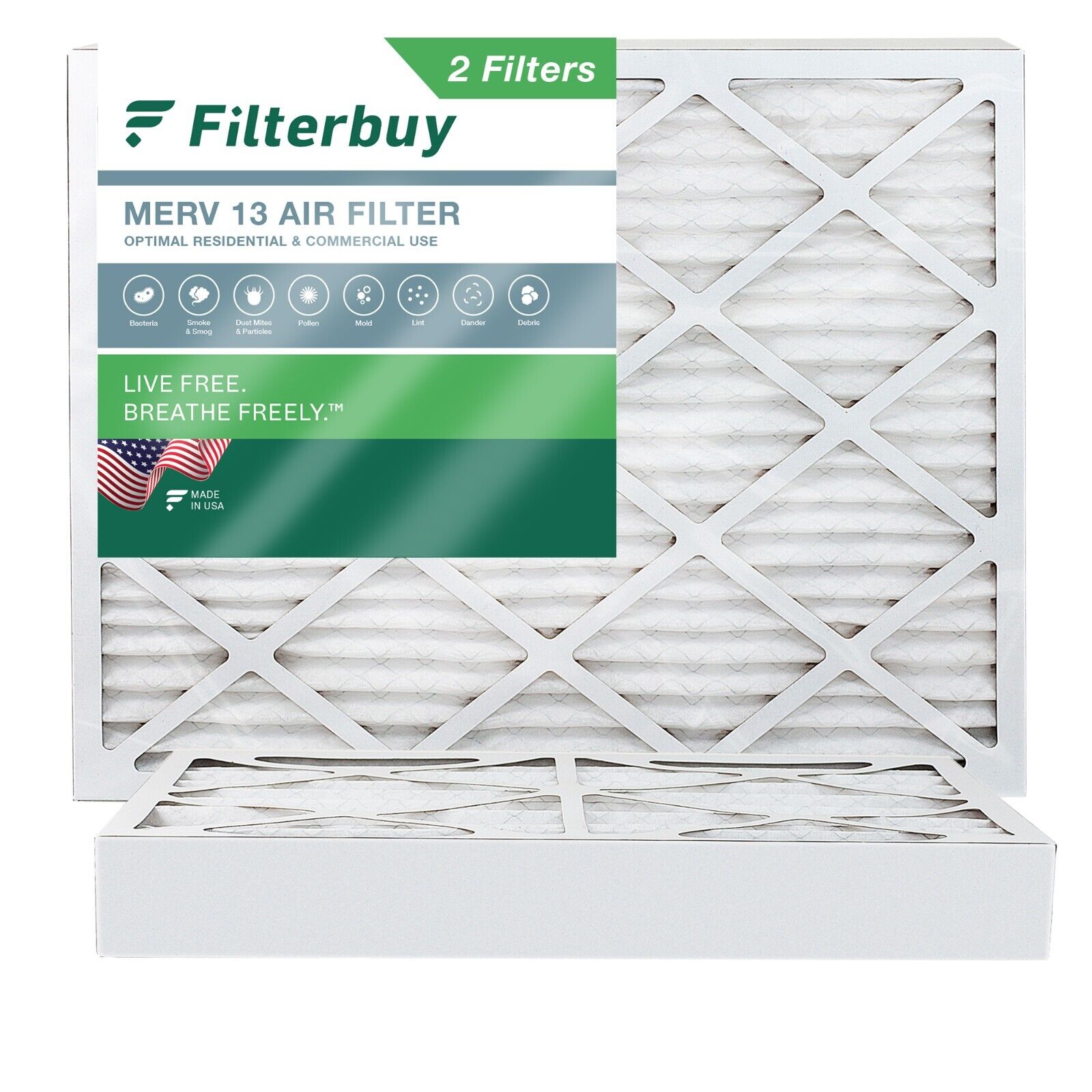 Filterbuy 20x24x4 Pleated Air Filters, Replacement for HVAC AC Furnace (MERV 13)