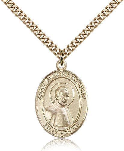 Saint Edmund Campion Medal For Men - Gold Filled Necklace On 24 Chain - 30 D...