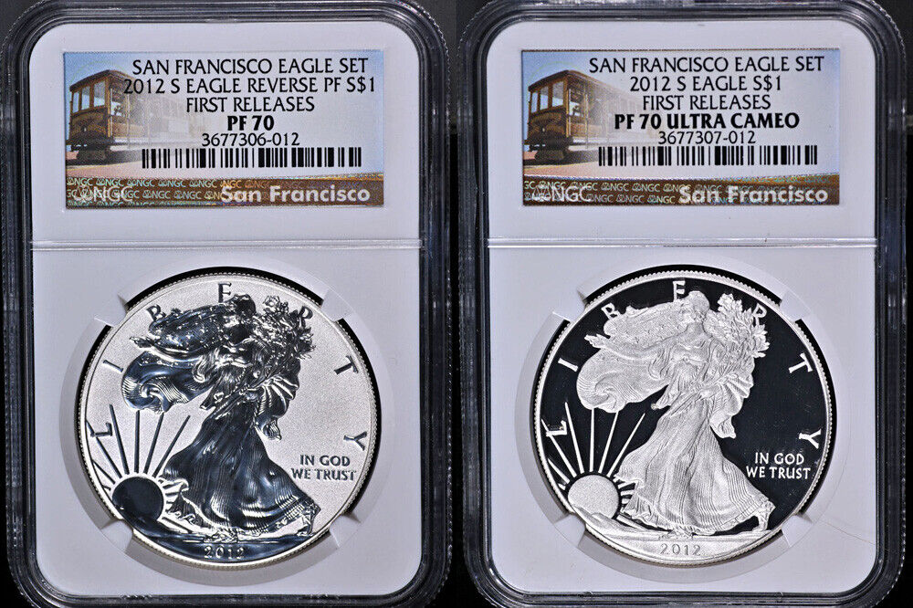 2012-S Silver American Eagle $1 2 Coin Set NGC Reverse PF70 & PF70 UCAM - STOCK