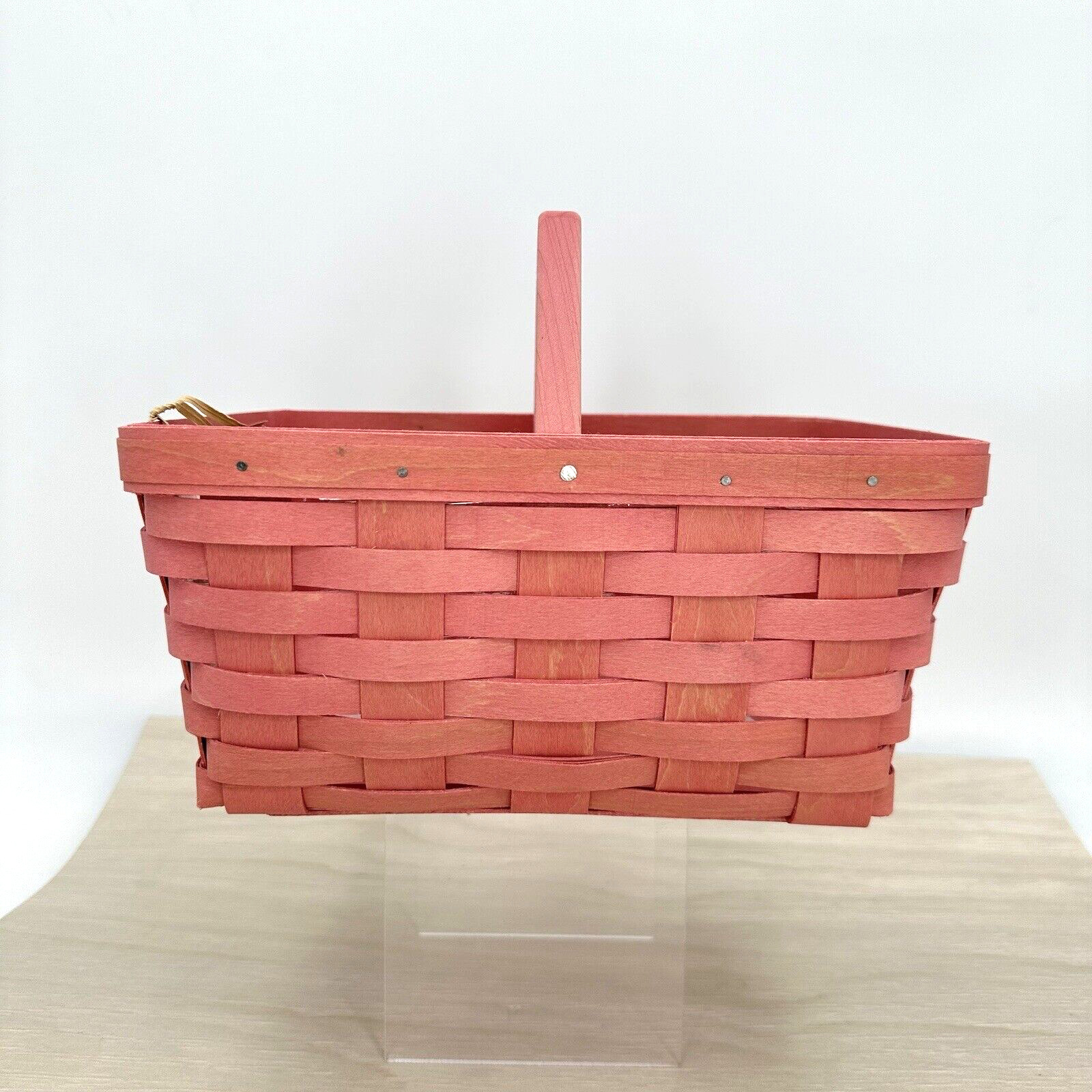 2014 Longaberger Rectangle Handy Helper Pink Basket with Protector