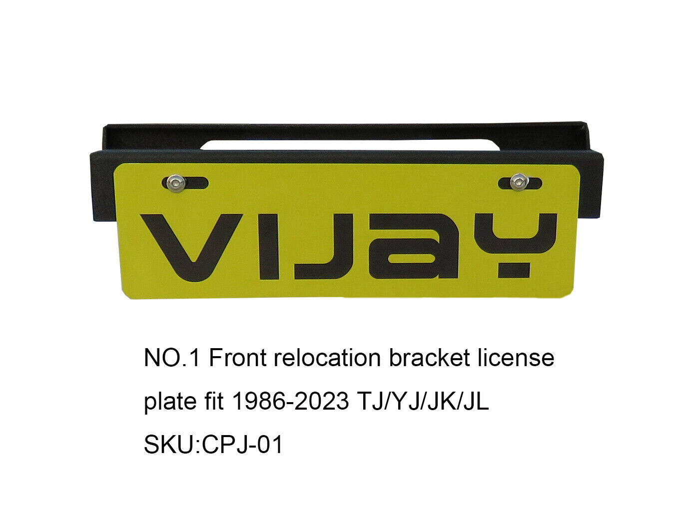 Vijay Front/Rear Blcak License Plate Bracket Fit86-23 Jeep Wrangler TJ/YJ/JK/JL