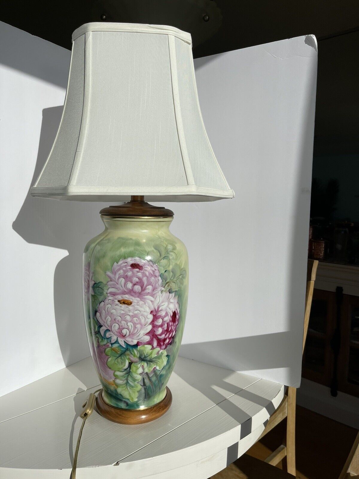 Exquisite hand-painted lamp with artist signature
