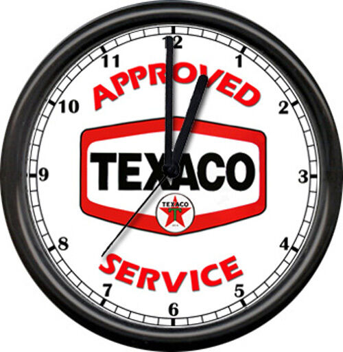 Texaco Gas Service Station Attendant Logo Pump Sign Wall Clock