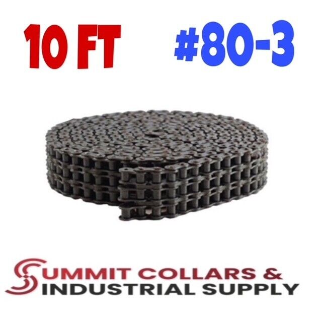 #80-3 Triple Strand Roller Chain 10 Feet with 1 Connecting Link