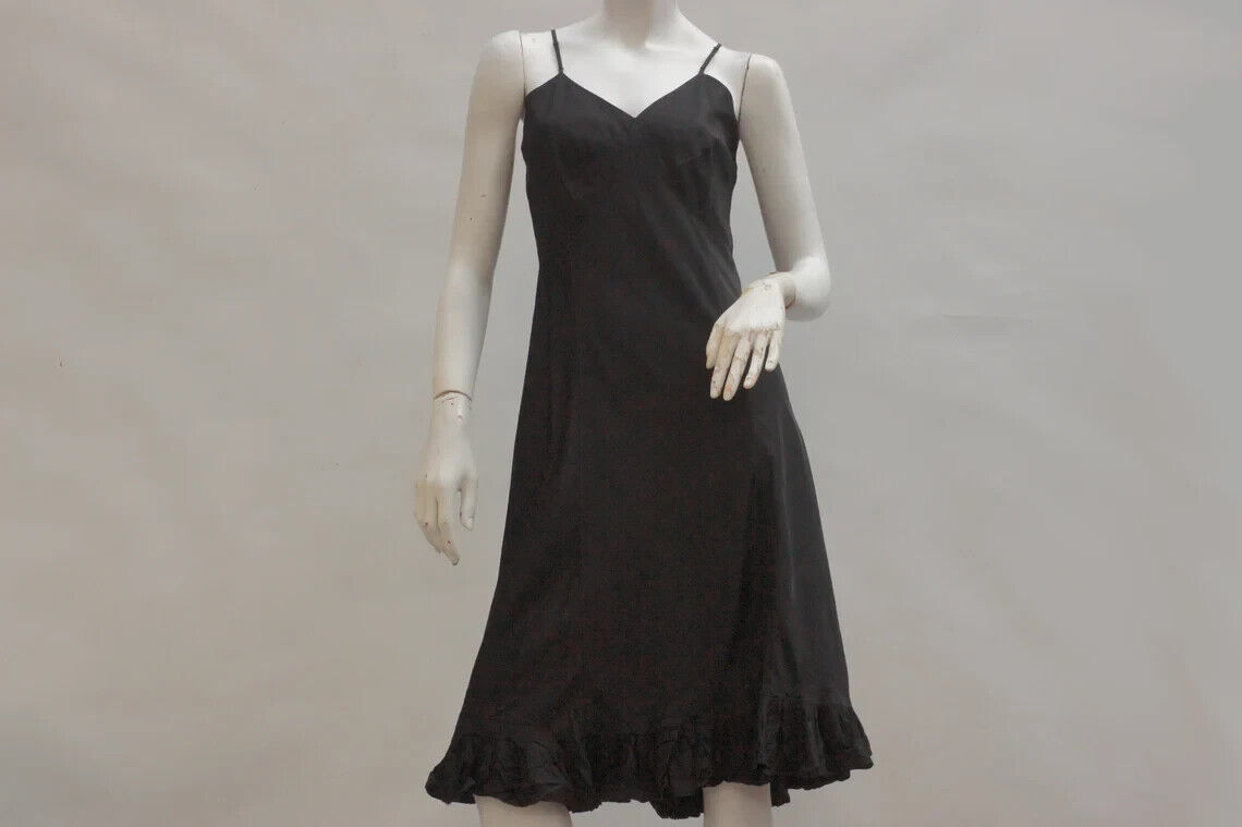 Vintage 30s Black Rayon Slip Dress