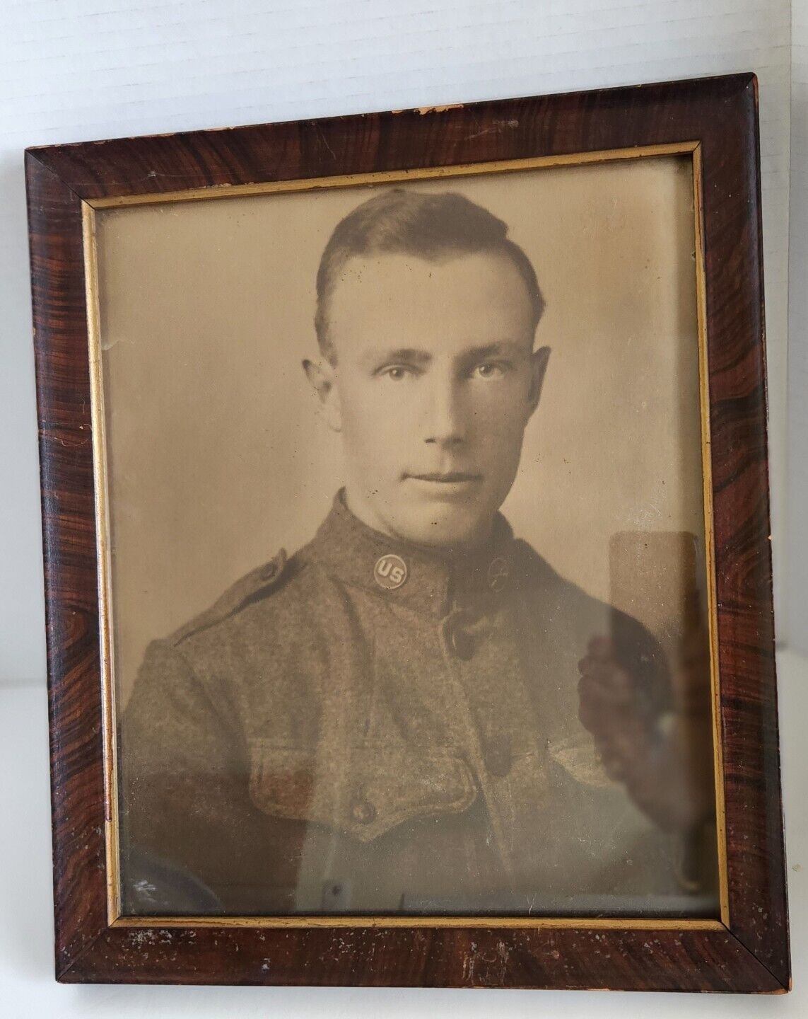 WW1  WWII, USA Soldier, Young Man 11.75 X 13.5 Picture 