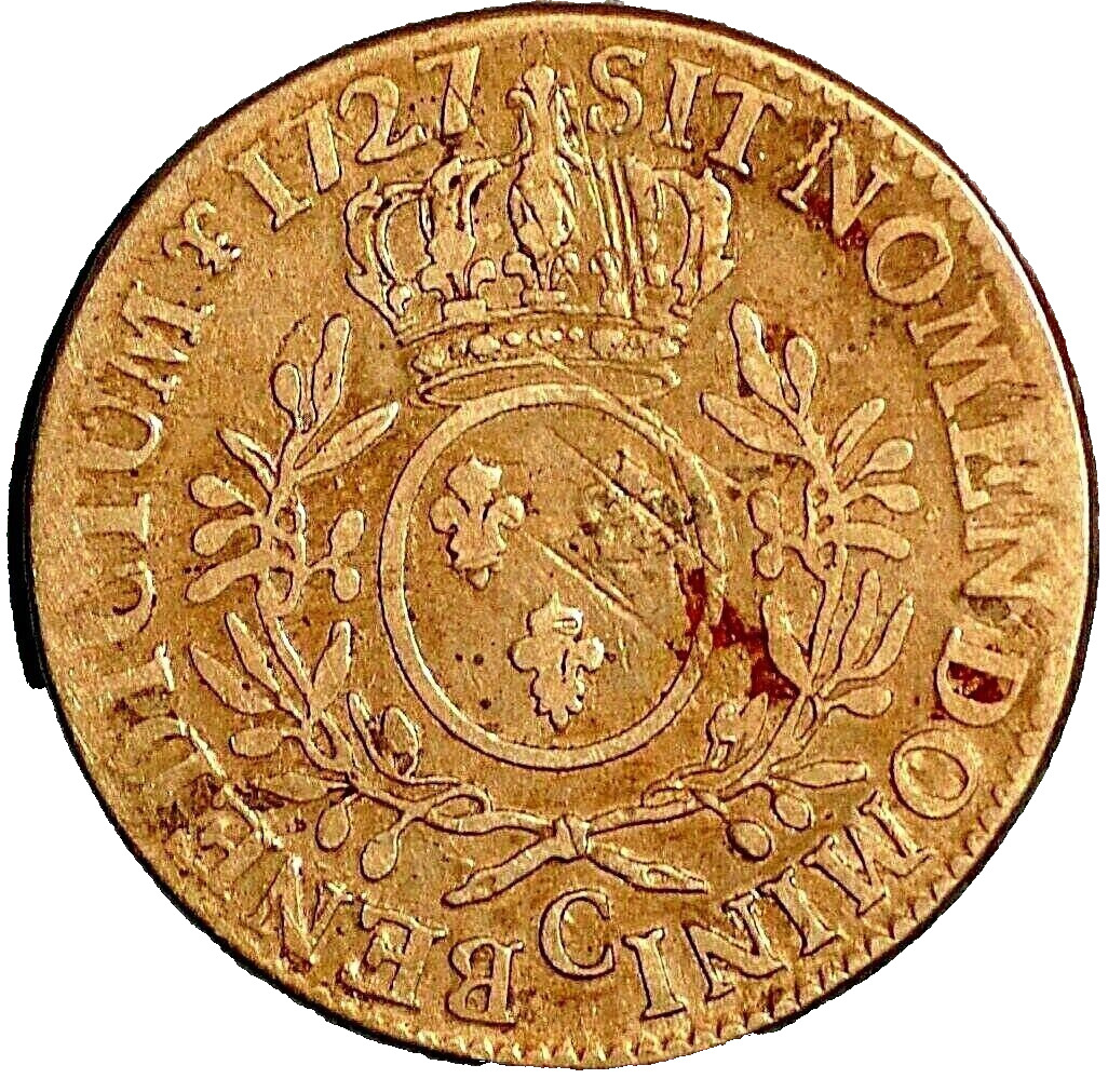 France Silver Ecu 1727 C Louis XV Mint caen KM#486.5