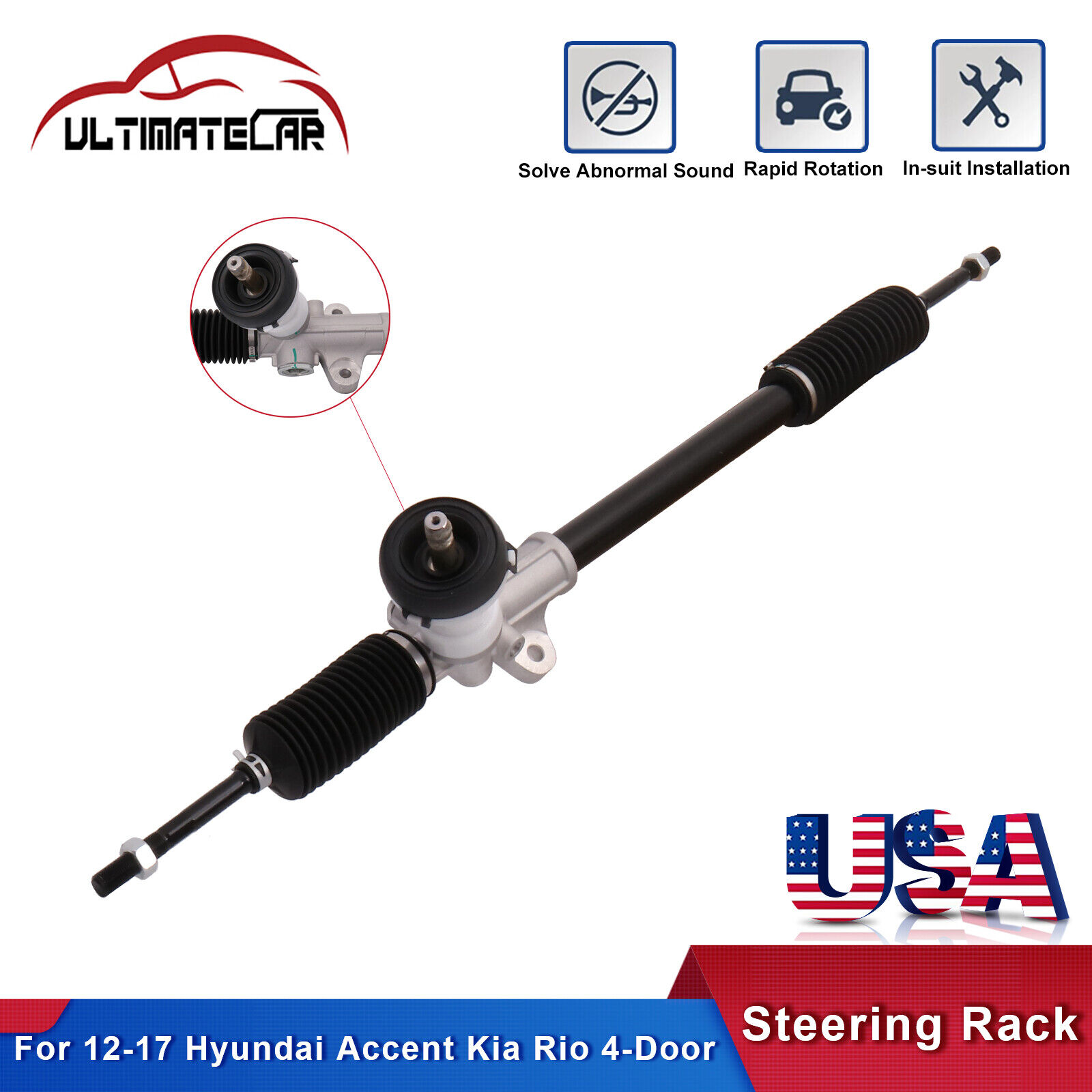 Power Steering Rack & Pinion Assembly For 2012-2017 Kia Rio Hyundai Accent 1.6L