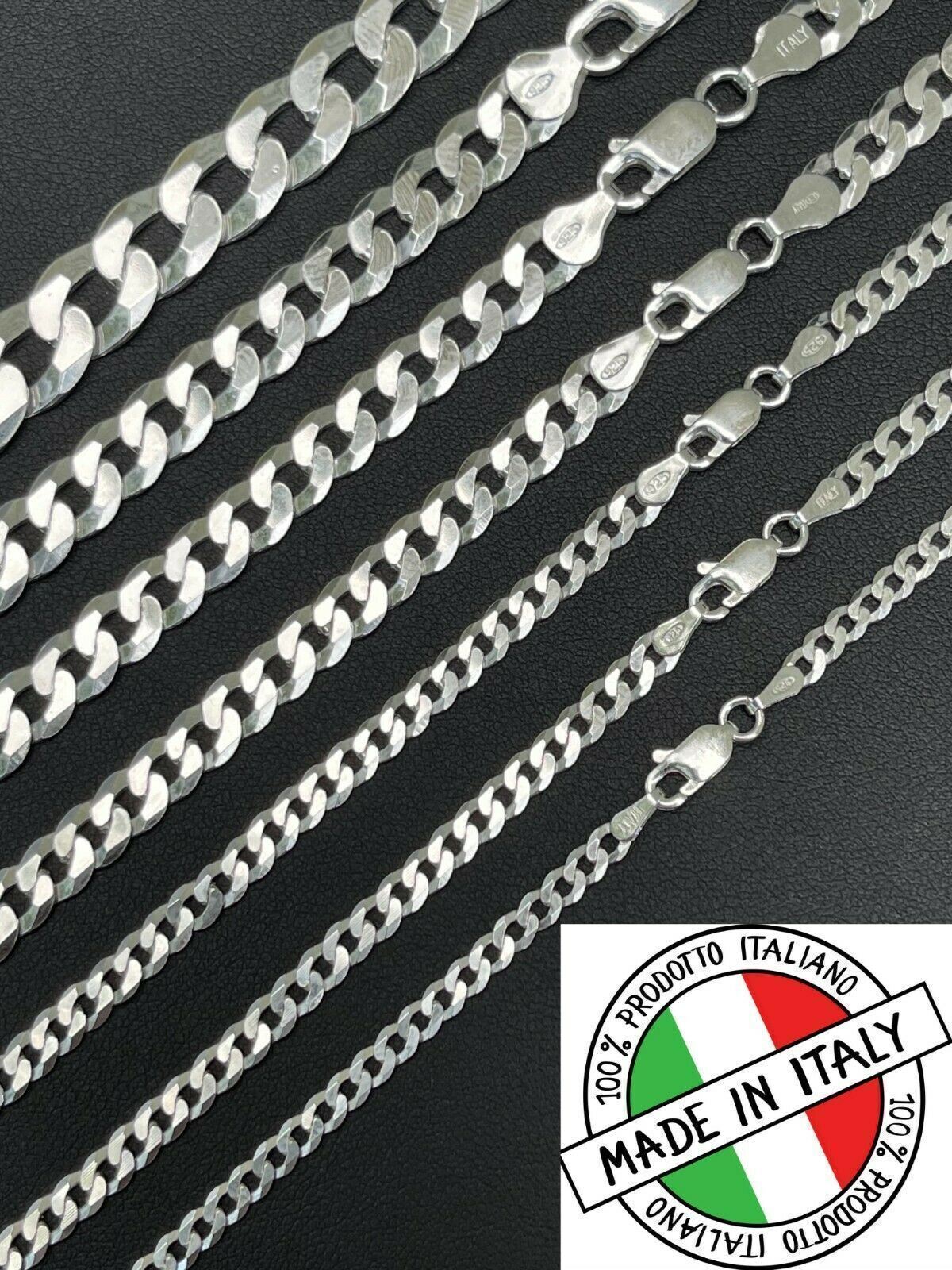 REAL Solid 925 Silver Flat Miami Curb Cuban Link Chain Necklace 3-11mm 16-30\