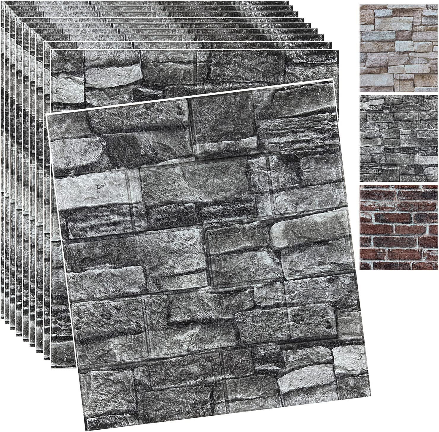 10PCS 3D Wall Panels Peel and Stick 3D Brick Wallpaper Peel and Stick Faux Stone