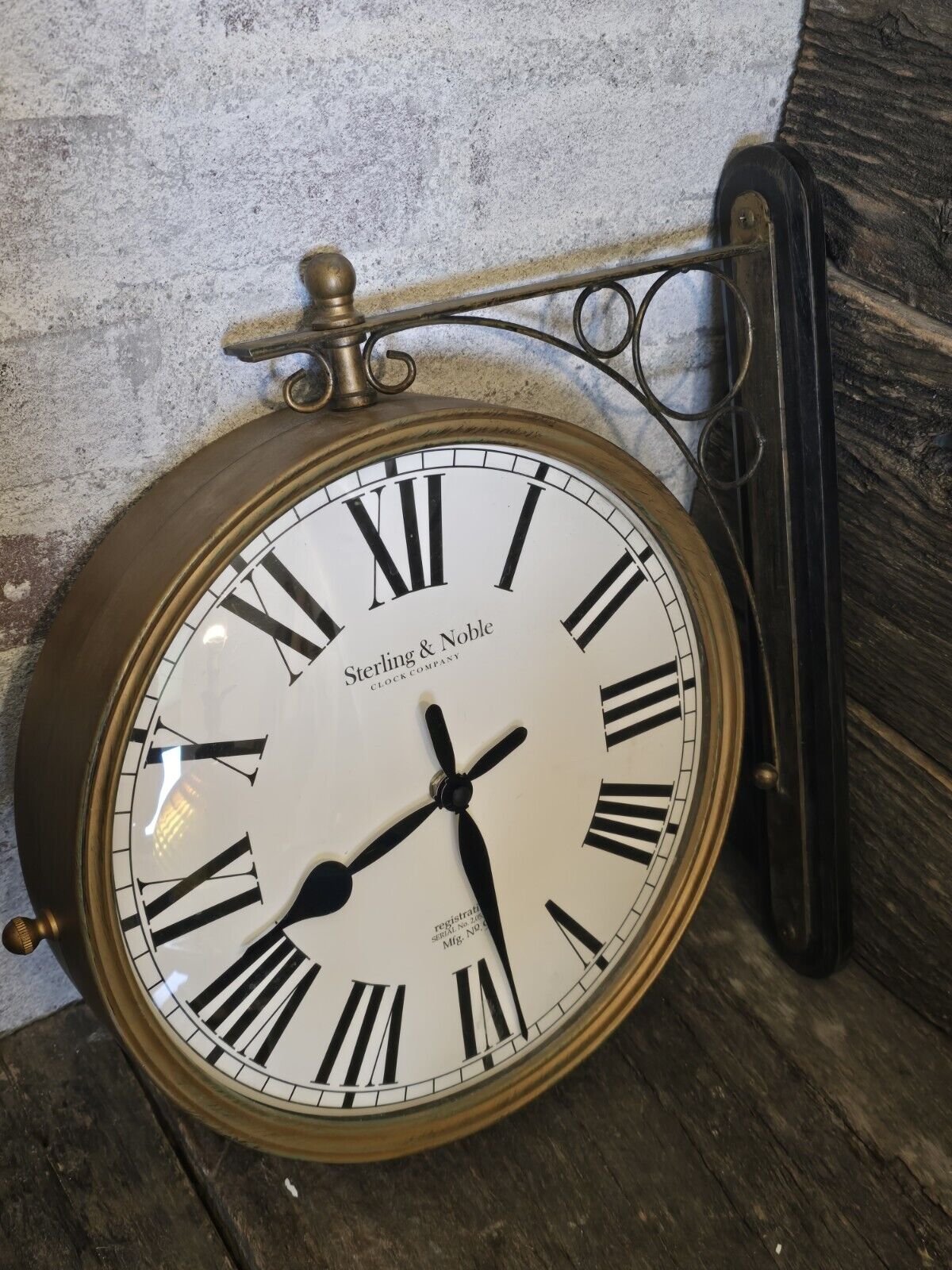 Vintage Double Sided Hanging Wall Clock Iron Train Station Stirling Noble No. 9