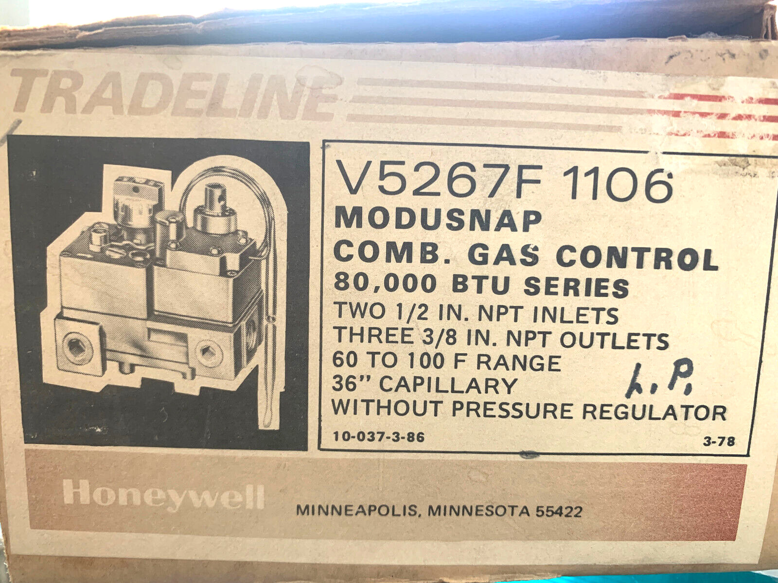 Honeywell Modusnap Combination Gas Control V5267F-1106