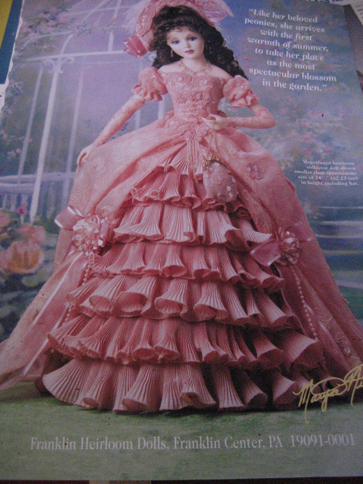 Franklin Heirloom PEONY Maryse Nicole Doll Ad ADVERTISEMENT Only