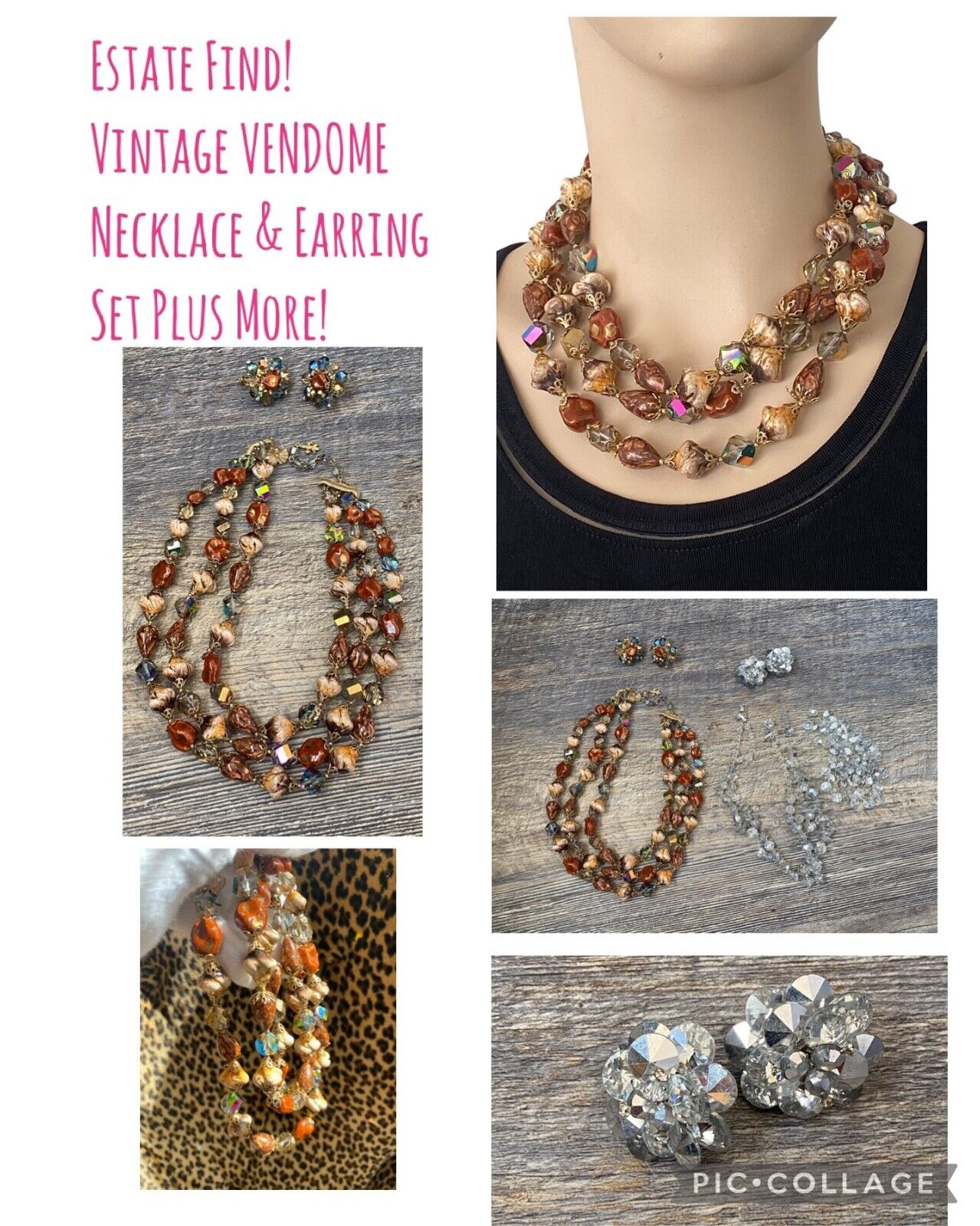 Vintage VENDOME By CORO Necklace & Earrings Set + Extra Earrings + See Video