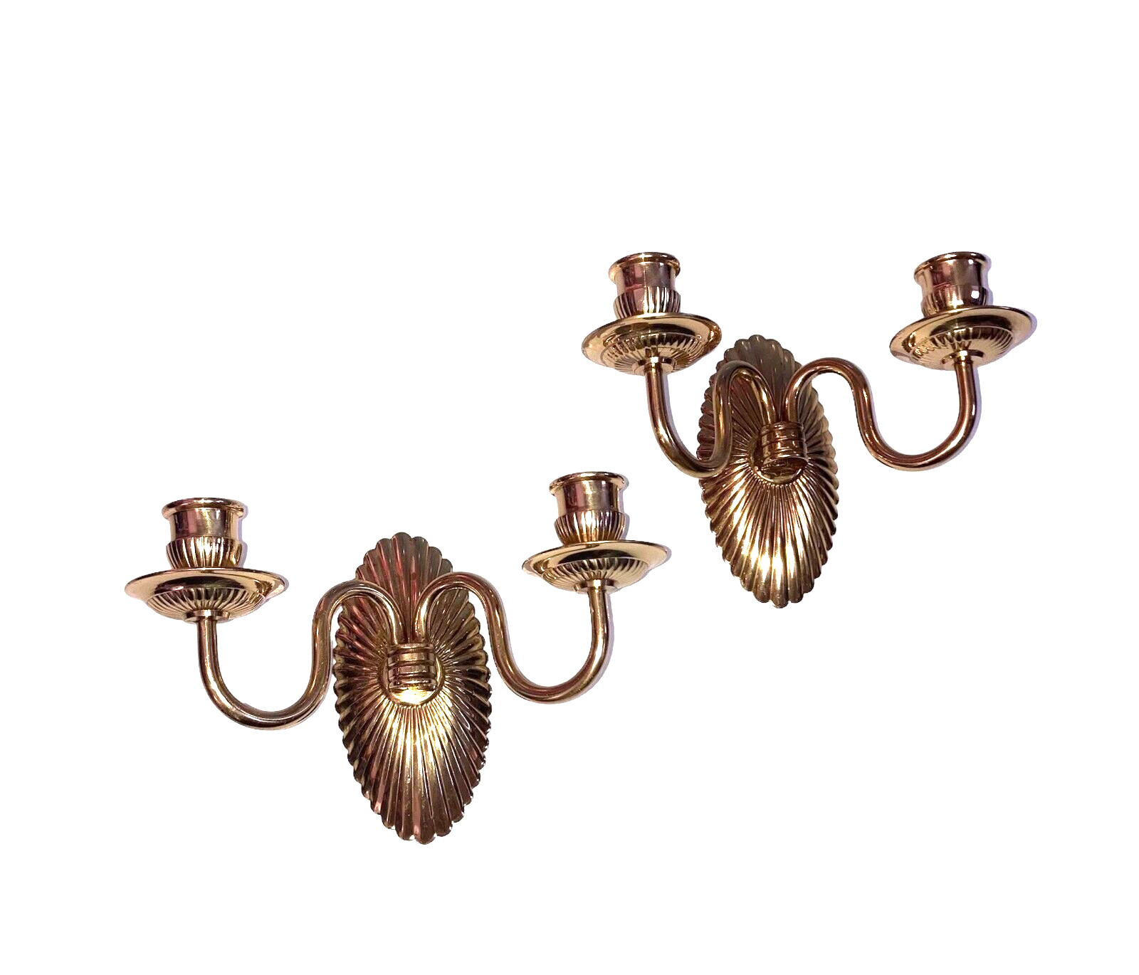 Pair Vintage Brass  Double Candle Holder Wall Sconce