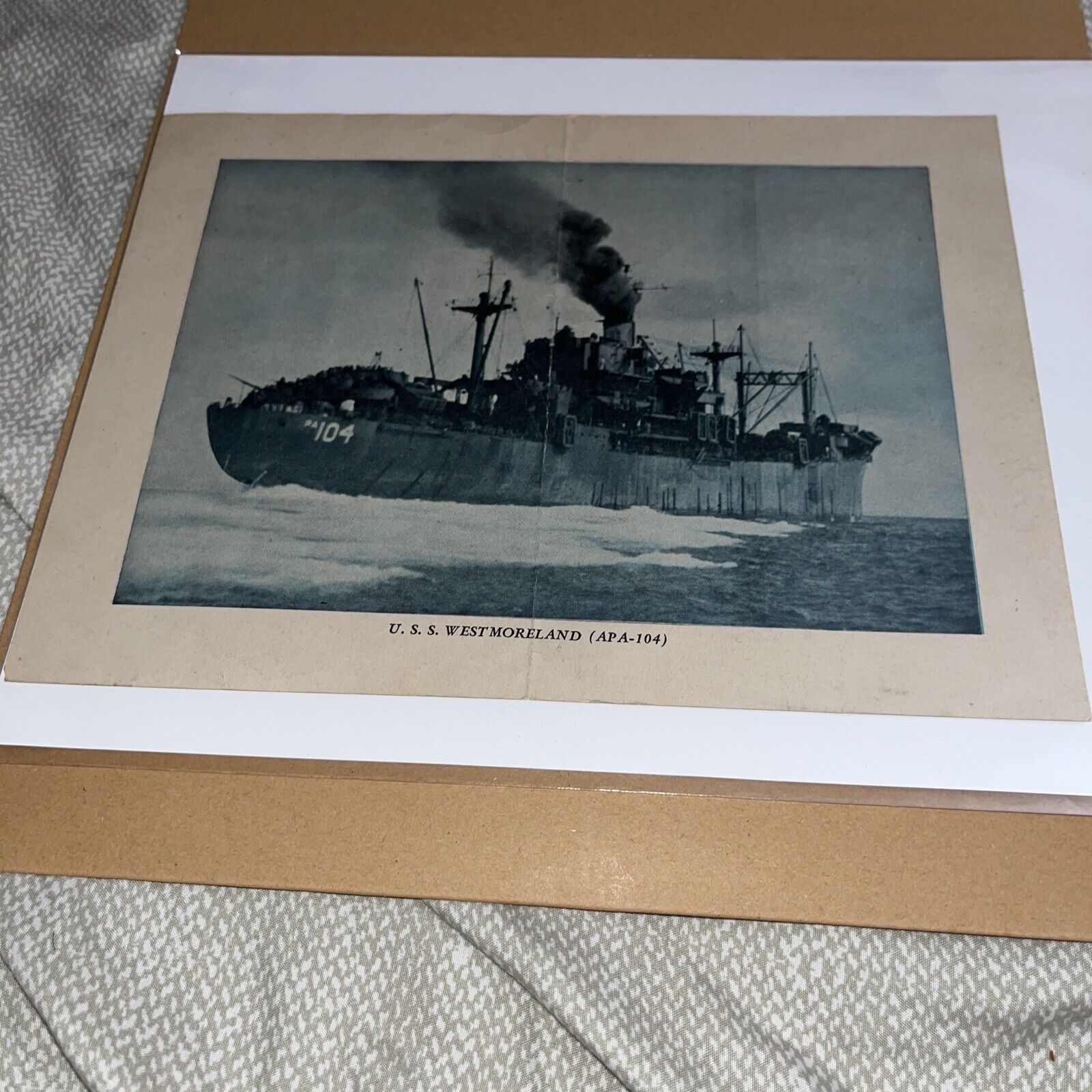 Vintage Photo / Card: USS Westmoreland APA-104