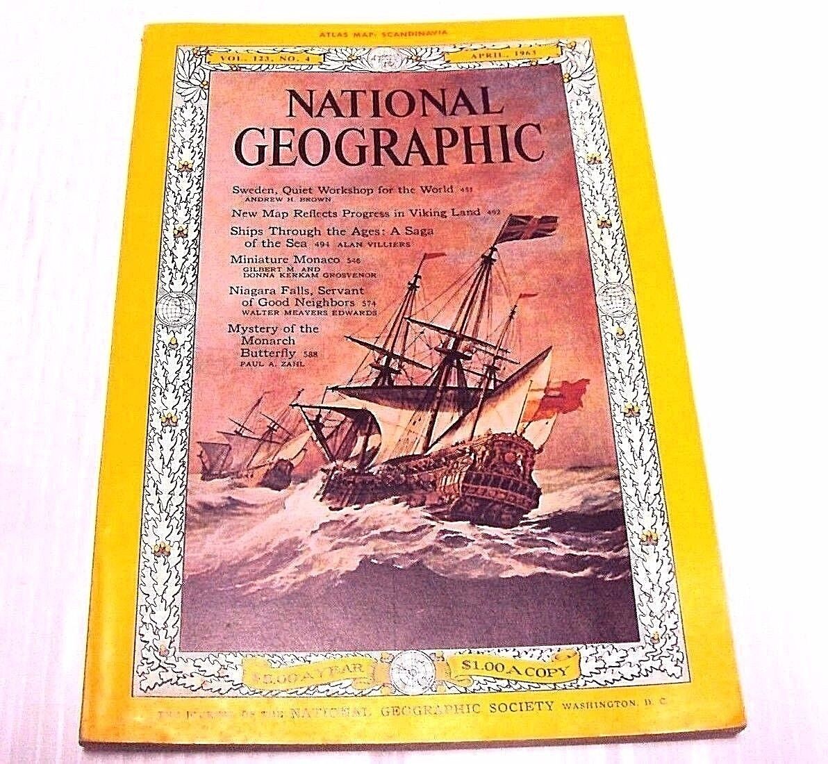 National Geographic April 1963 Sweden Viking Niagara Falls Ships Monaco No Map