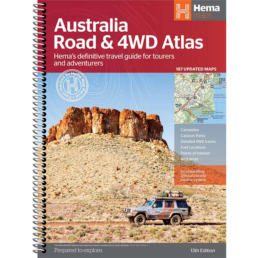 Hema Australia Road and 4WD Atlas 13th Edition 187 Updated Maps (Spiral Bound)