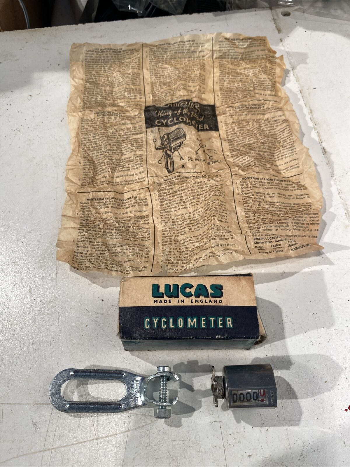 Vintage NOS LUCAS Cyclometer Bicycle Bike M27 for 27” Tire Odometer
