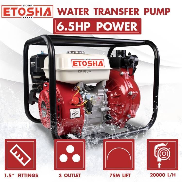 Etosha Petrol Water Pump 6.5HP Transfer 1.5\'\' IFire rrigation  Fighting Hi-Flow
