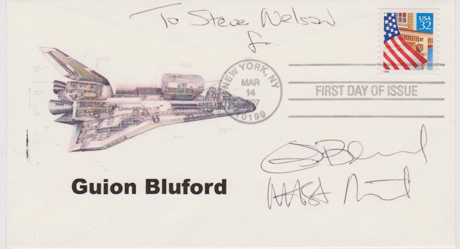 SIGNED NASA ASTRONAUT GUION BLUFORD  FDC - AUTOGRAPHED FIRST DAY COVER