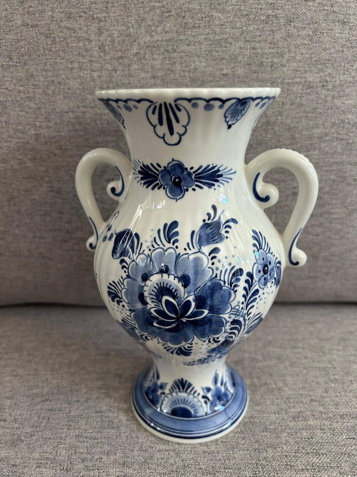 Beautiful Vintage Original Blue & White Delft Holland Vase Jar * Numbered