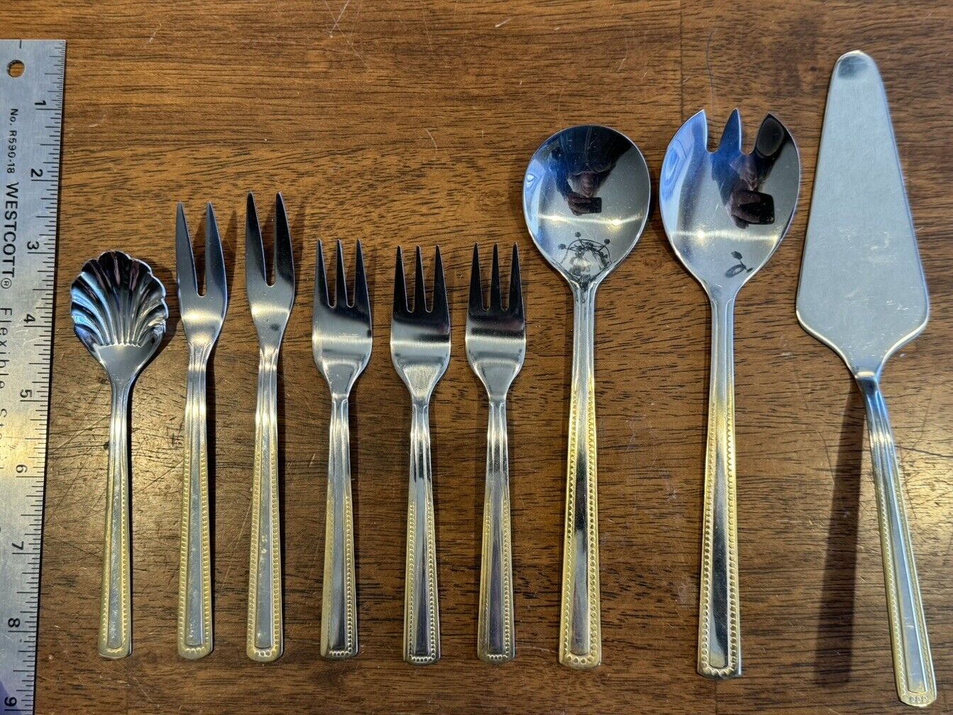 Solingen Stainless Steel Gold Accents Flatware 9 pieces