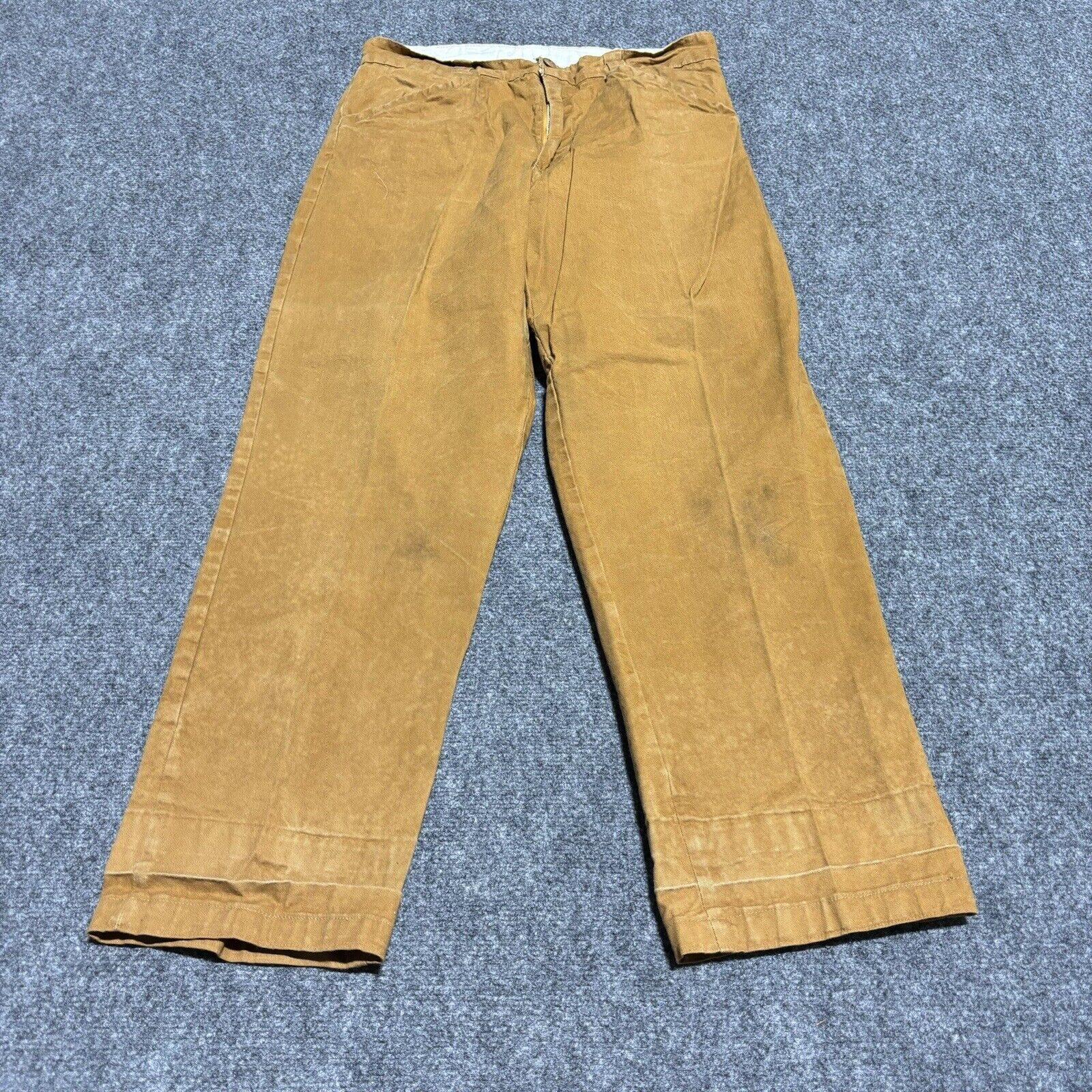 Vintage Sears Hunting Pants Men\'s 30x29 Brown Canvas 1970s Straight Leg *