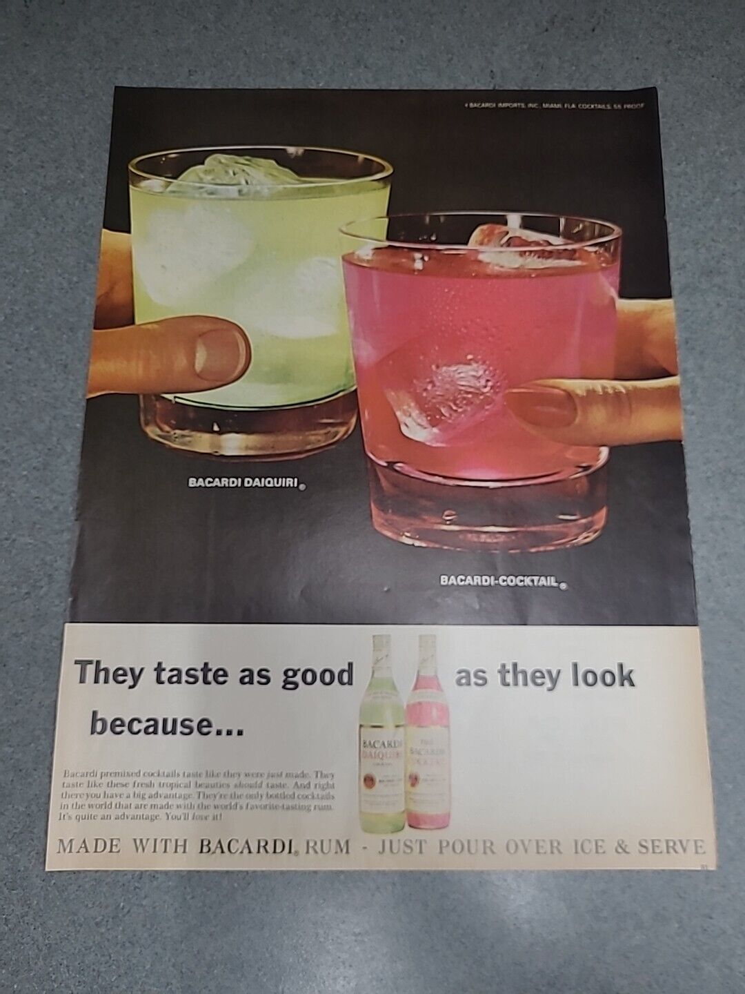 Bacardi Cocktail Daiquiri Print Ad 1967 10x13 Great To Frame 