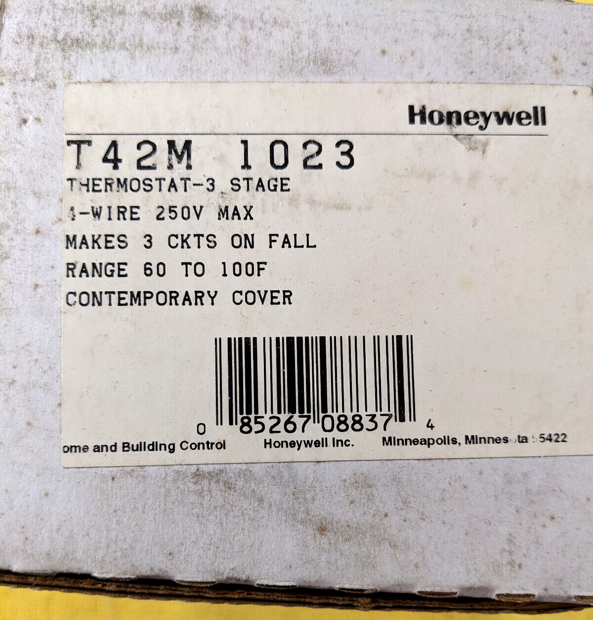 Honeywell T42M1023 Thermostat 60-100f 250v-ac