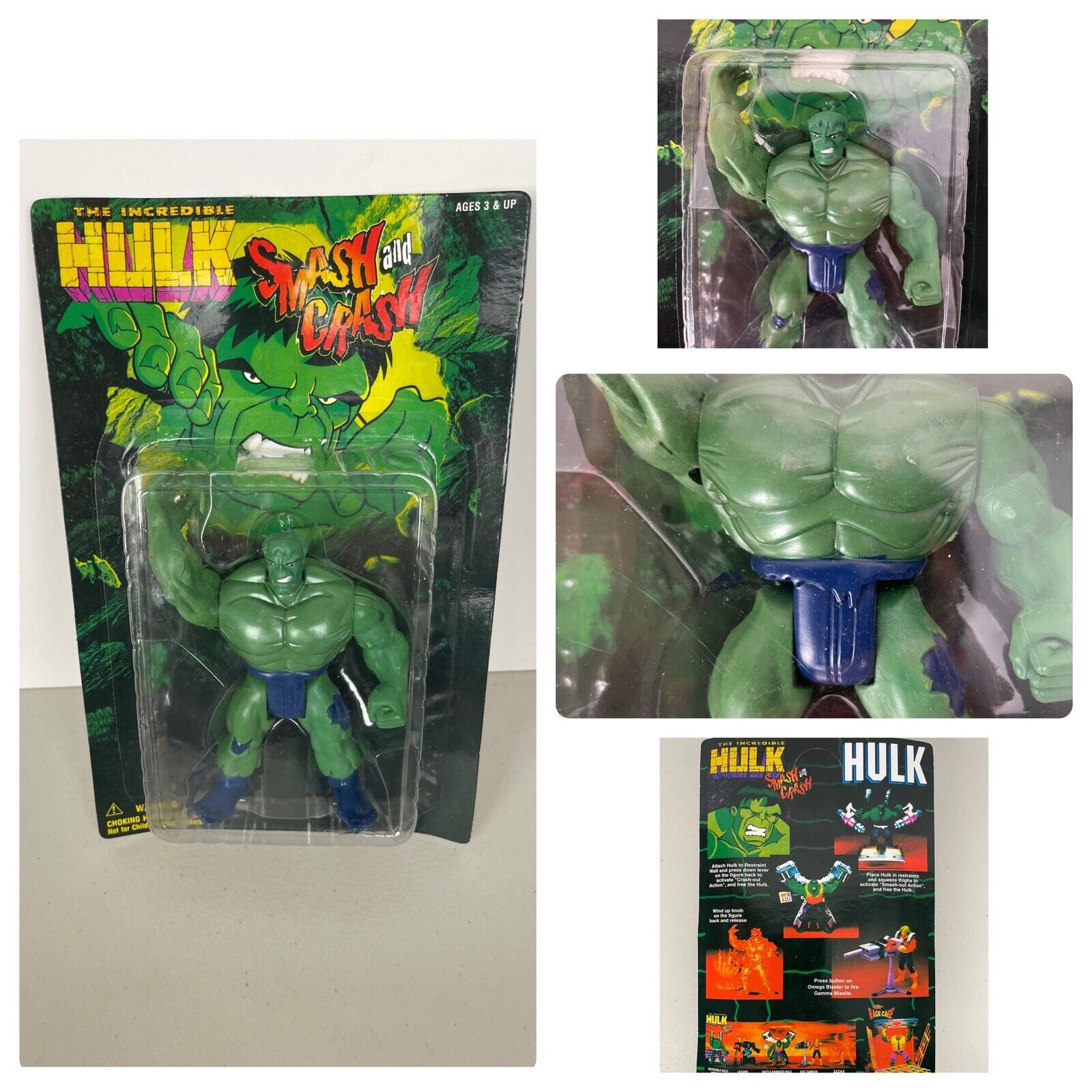 Vintage The Incredible Hulk Smash & Crash Figure Collectible Hulk Knock Off Fig