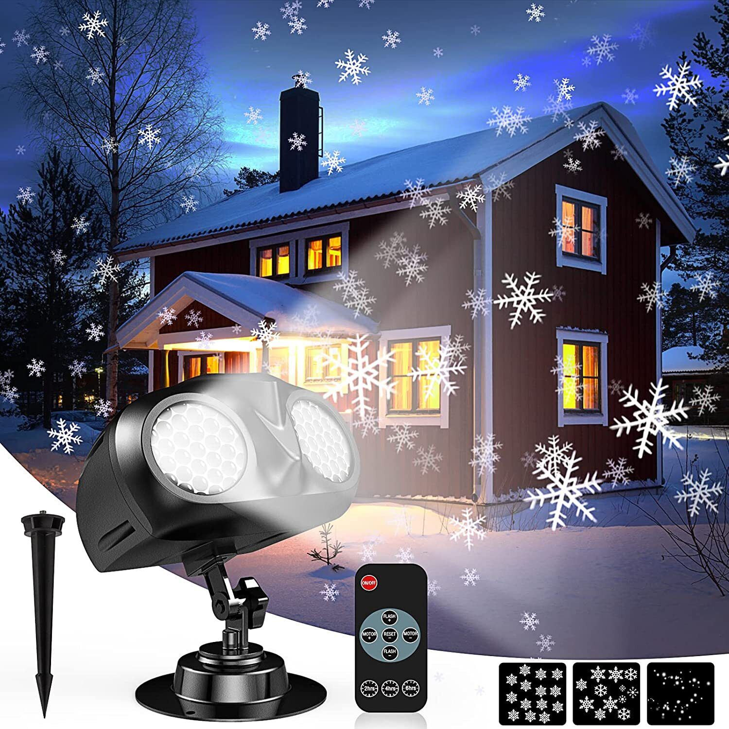 Binocular LED Snowflake Christmas Projector Light Moving Landscape Decor Lamp